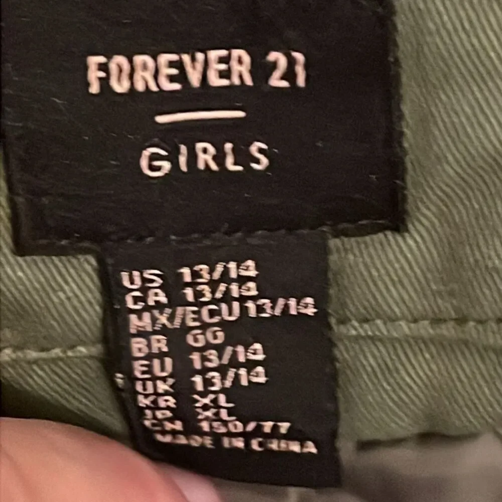 Forever 21 Green Faux Fur Parka Coat Jacket Girls Size 13/14 Full Zip Lined